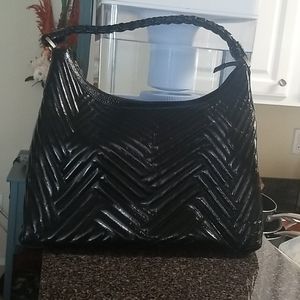 Cole Haan Large Black Patent Leather Hobo Bag
